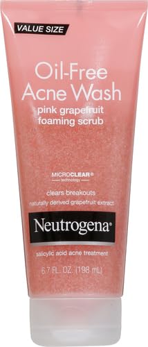 Neutrogena Oil-Free Pink Grapefruit Acne Face Wash with Vitamin C & 2% Salicylic Acid, Gentle Foaming Scrub for Breakouts, 6.7 fl. oz