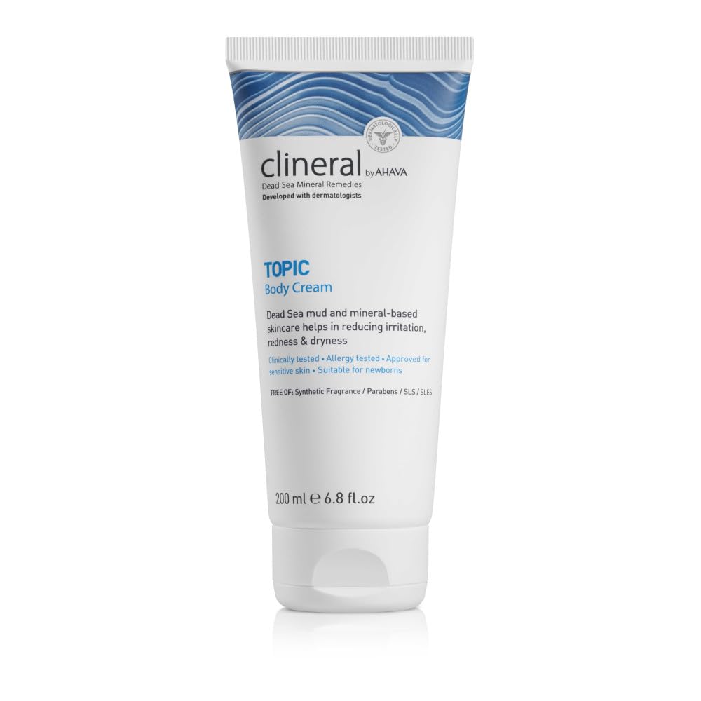 AHAVA Clineral Body Cream 6.8oz – Lightweight Hydrating Moisturizer with Osmoter, Grapefruit Peel Oil & Dead Sea Mud for Dry, Irritated Skin