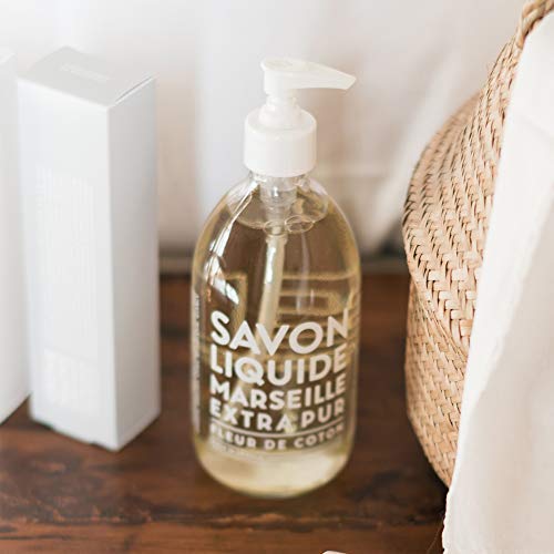 Compagnie de Provence Savon de Marseille Extra Pure Liquid Soap - Cotton Flower - 16.7 Fl Oz Glass Pump Bottle
