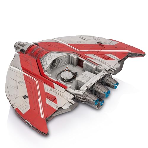 Star Wars Micro Galaxy Squadron Ahsoka Tano's T-6 Jedi Shuttle - 13-Inch Vehicle with Rotating Wings and Three 1-Inch Micro Figure Accessories