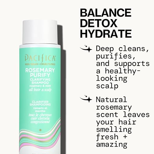 Pacifica Rosemary Purify Shampoo & Conditioner Set – Invigorating Mint Formula for Clarifying & Detox, Sulfate-Free, Vegan, 12oz & 8oz (2 Pc)