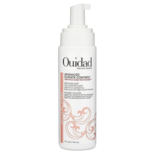 Ouidad Advanced Climate Control Volumizing Foam 7 fl oz – Lightweight Anti-Frizz Styling Foam with Nano Technology for All Curl Types, Adds Volume & Definition