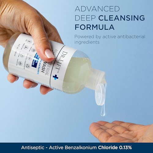 Dr. Lift Antibacterial Body Wash 8oz – Kills 99.9% Germs, Botanical Extracts, Liquid Soap for Men & Women, Made in USA