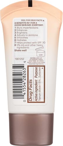 Maybelline Dream Fresh BB Cream 8-in-1 Hydrating Beauty Balm SPF 30, Sheer Tint, Oil-Free, Light/Medium, 1 fl. oz