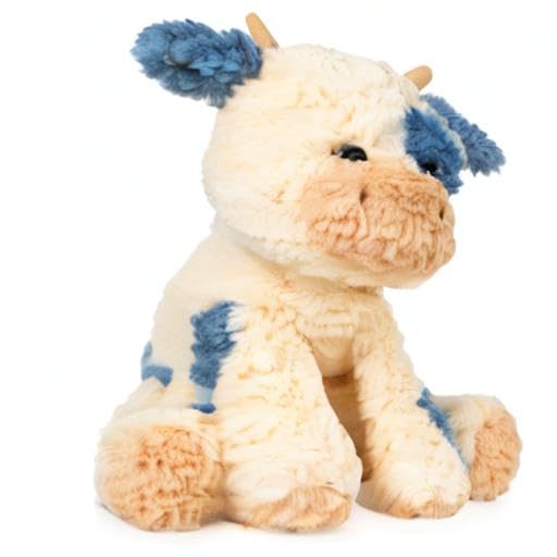 GUND Cozys Collection Cow, Stuffed Animal for Ages 1 and Up, Spring Decor Plush Toy, Cream/Blue, 10”
