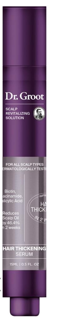 Dr. Groot Hair Thickening Serum Roll-On for Thinning Hair & Hair Loss – Korean Scalp Treatment, Clinically Tested, Reduces Oil, Promotes Thicker Hair