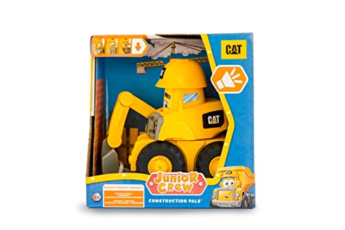 CAT Construction Toys, Junior Crew Construction Pals Excavator EduCATional Preschool Vehicle with Kid Vroom Sounds and Animated Face. for Ages 2+