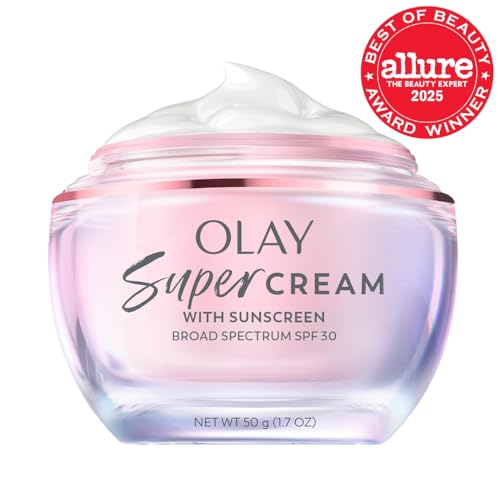 Olay Super Cream SPF 30 Face Moisturizer – 5-in-1 Hydrating, Brightening & Firming with Niacinamide, Vitamin C & Collagen Peptide, 1.7 oz