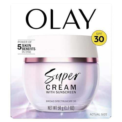 Olay Super Cream SPF 30 Face Moisturizer – 5-in-1 Hydrating, Brightening & Firming with Niacinamide, Vitamin C & Collagen Peptide, 1.7 oz