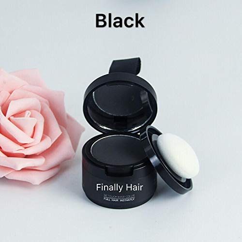 Finally Hair Fiber Concealer - Waterproof Black Hair Loss Solution, Hairline Creator, Eyebrow Enhancer & Beard Filler with Dab-on Shadow Powder