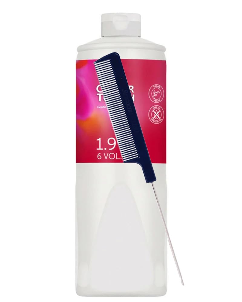 Color Touch Emulsion 1.9% / 6 Volume Developer 33.8 fl oz with Pin Tail Comb – Low Volume Hair Developer for Color Touch Hair Color and Toners
