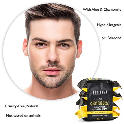 Men's Charcoal Face + Body Cleansing Wipes - 4 Pack (120ct)