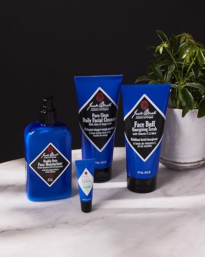 Jack Black Skin Saviors Set for Men – Face Scrub, Facial Cleanser, Face Moisturizer, Lip Balm, Mens Skin Care Kit, Men's Skincare Gift Set