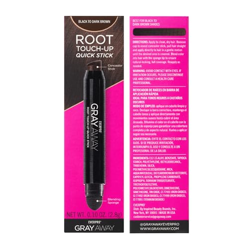 EVERPRO Gray Away Root Touchup Quick Stick, Black/Dark Brown, 0.1 Oz