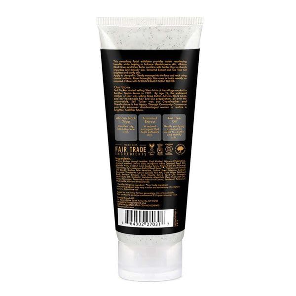 SheaMoisture Facial Wash and Scrub African Black Soap for Blemish Prone Skin to Clarify Skin 4 oz