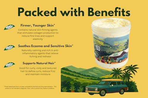 Nimba Foods 100% Pure Whipped Shea Butter 8oz – Moisturizer for Skin, Hair & Lips, Soothes Dry Skin, Eczema, Stretch Marks, African, Unrefined