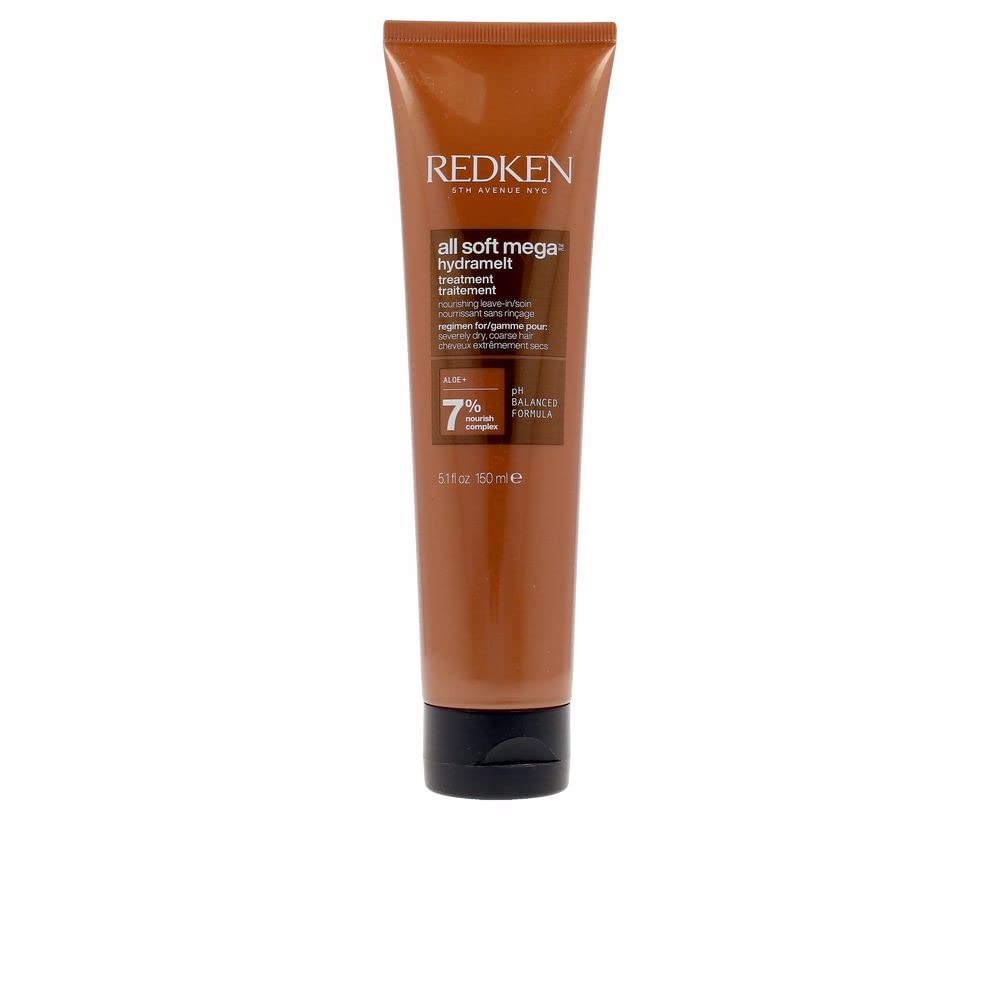 Redken All Soft Mega Curls Hydramelt Leave-In Treatment | Ultra Moisturizing Hair Lotion with Aloe Vera | For Extremely Dry, Curly & Coily Hair