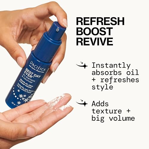 Pacifica Dry Shampoo Powder – Waterless Refresh & Instant Volumizer, Adds Texture, Absorbs Oil, Non-Aerosol, Vegan & Dermatologist Tested