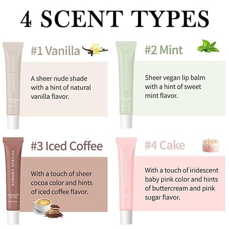 Glossy Butter Balm Set,Instant Moisture and Hydration Lip Gloss,Long-lasting Hydrating Non-Sticky Lip Balm,Soften Dry Lips and Lip Care (Cake)