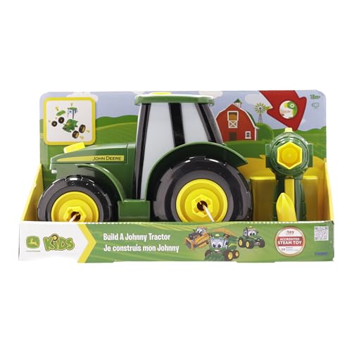 BUILD-A-BUDDY John Deere Tractor Take-Apart Toy with Drill, 16 STEM Pieces, Toddler Building & Tool Toy for Kids 3+