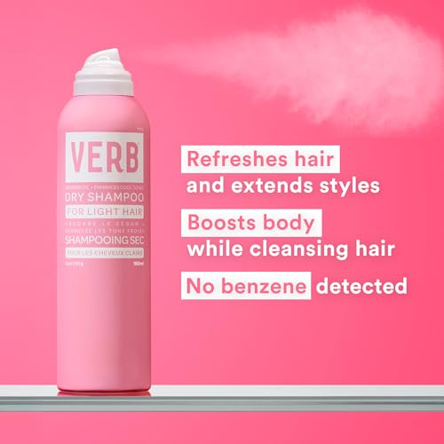 VERB Dry Shampoo Light, 5 oz – Refresh & Extend Styles, Absorbs Oil for Light Hair Tones – Vegan, Paraben-Free, Sulfate-Free Dry Shampoo Spray