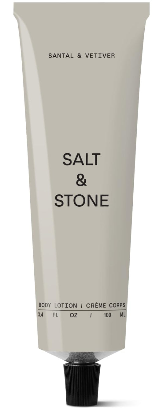 Salt & Stone Body Lotion 100ml – Hydrating, Nourishing & Fast-Absorbing for Women & Men, Restores Dry Skin, Vegan & Cruelty-Free, Santal & Vetiver