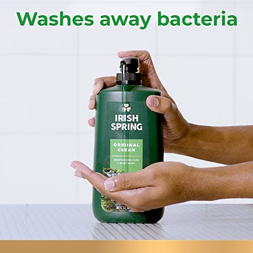 Irish Spring Men's Body Wash Original, 30 fl oz Pump – 24-Hour Freshness, Moisturizing, Paraben-Free, Biodegradable, Cool Fresh Scent