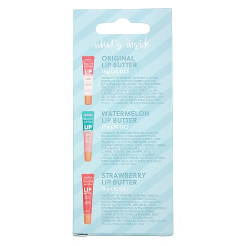 Tree Hut Sugarlips Lip Butter Trio – Original, Watermelon & Strawberry, Hydrating & Nourishing for Soft, Full Lips, 0.52 Fl oz Each