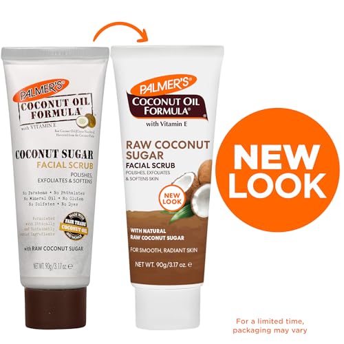 Palmer's Coconut Sugar Facial Scrub – Gently Exfoliates Dirt & Dead Skin, Soothes with Chamomile, 3.17 oz, Pack of 1