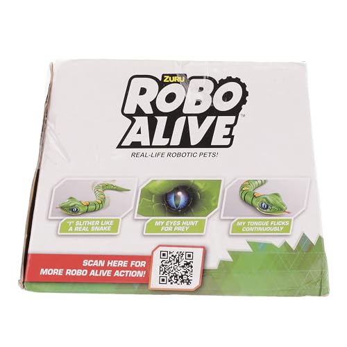 Robo Alive Slithering Snake Series 3 Green by ZURU Battery-Powered Robotic Light Up Reptile Toy That Moves (Green),7150B