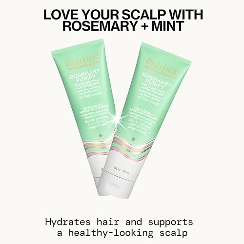 Pacifica Rosemary Purify Shampoo & Conditioner Set – Invigorating Mint Formula for Clarifying & Detox, Sulfate-Free, Vegan, 12oz & 8oz (2 Pc)