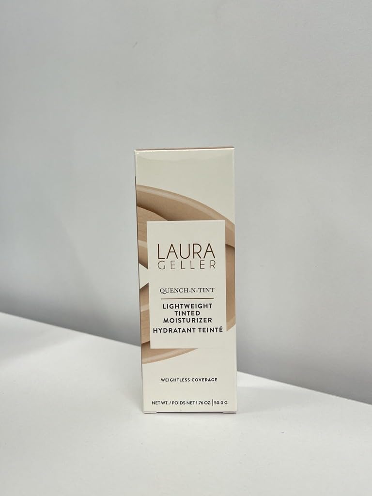 LAURA GELLER Quench-n-Tint Tinted Moisturizer, Porcelain/Fair – Lightweight, Buildable Coverage, Natural Glow, Hydrating Formula