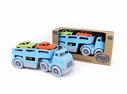 Green Toys Car Carrier, Blue - Pretend Play, Motor Skills, Kids Toy Vehicle. No BPA, phthalates, PVC. Dishwasher Safe, Recycled Plastic, Made in USA.