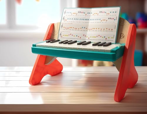 B. toys Wooden Toy Piano for Toddlers & Kids – Color-Coded Keys with Songbook – Early Learning Musical Instrument – Mini Maestro, Ages 3+