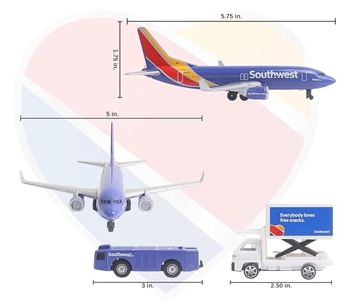 Daron Southwest Airlines Airport Playset with Die-Cast Metal Model Airplane with Plastic Parts, Cars and Transportation Toys for Kids Ages 3+
