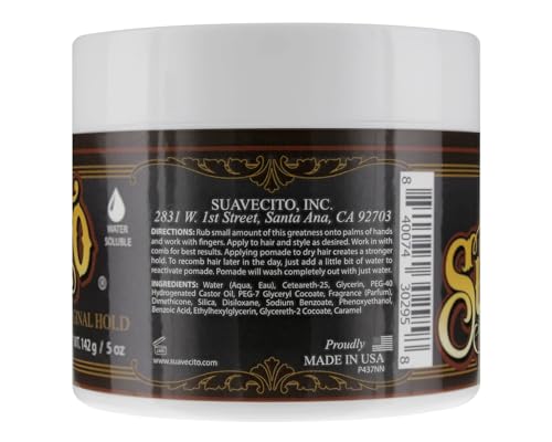 Suavecito Pomade Original Hold 5 oz, 1 Pack For Men - Medium Shine Water Based Flake Free Hair Gel - Easy To Wash Out - All Day For All Hairstyles
