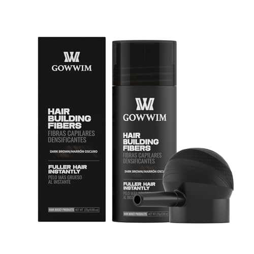 gowwim Hair Thickening Fibers 2-in-1 Kit Keratin Building Fibers, Spray Applicator & Hold Spray - Instantly Volumize Sparse Areas (Black)