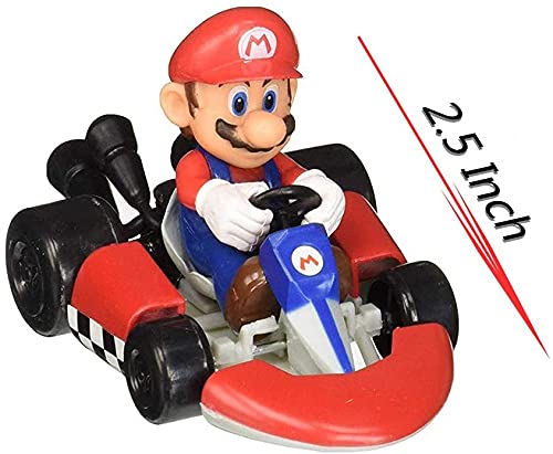 HUAWELL 10 Pcs Supe Mari Bros Kart Pull Back Cars Motorcycle Lugi Yosi Toad Princes Peach Donkey Kong 2.5 Inch for Kid Gift (10 Pcs)