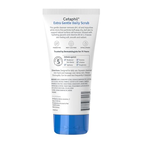 Cetaphil Gentle Exfoliating Face Wash - Daily Face Scrub for All Skin Types, Hypoallergenic & Non-Irritating, 6 fl oz, 2 Pack