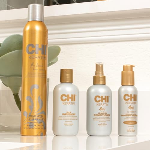 CHI Keratin Flex Finish Hair Spray, Lightweight Spray For Long-Lasting, Smooth Styling, Eliminates Frizz & Flyaways & Seals Out Humidity, 10 Oz