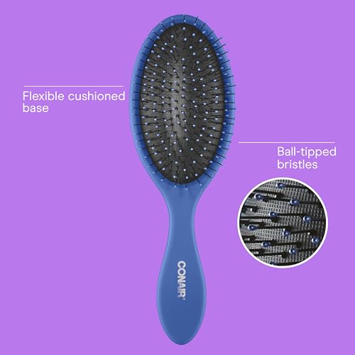 Conair Detangling Hair Brush Set 3 Pack, For Wet, Dry and All Hair Types, Detangling Brushes for Women in Blue, Pink, and Gray