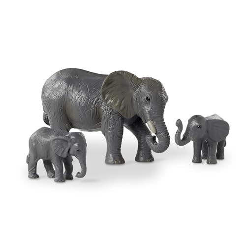 Terra by Battat – 4-Piece African Elephant Toy Set – Realistic Safari Animal Figures for Kids 3+, Gifts & Baby Shower Decor
