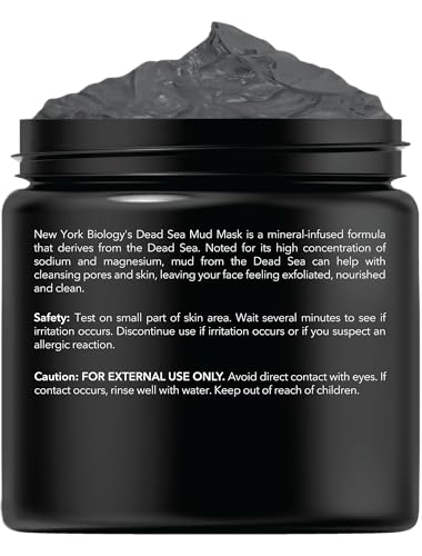 New York Biology Dead Sea Mud Mask for Face & Body, Pore Refining, Natural Skincare for Oily Skin, Tightens & Nourishes, 8.8 oz