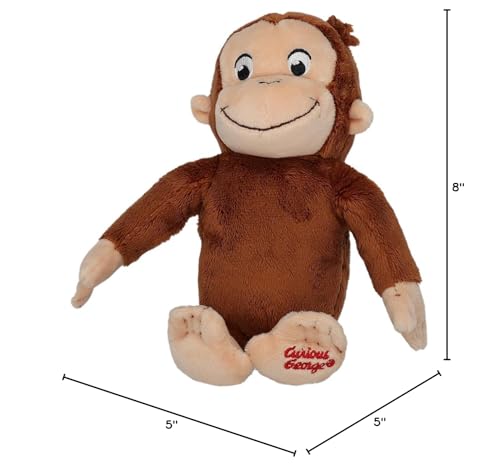 KIDS PREFERRED Curious George Monkey Stuffed Animal Plush Toys Soft Cutest Cuddle Plushie Gifts for Baby and Toddler Boys and Girls - 8 Inches