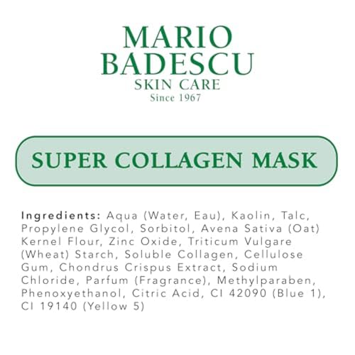 Mario Badescu Super Collagen Clay Mask for Face – Hydrating, Pore-Minimizing, Suitable for Dry, Sensitive & Combination Skin, 2 oz