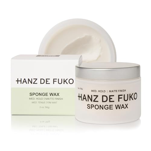 Hanz de Fuko Sponge Wax – Medium Hold & Semi-Matte Finish Styling Wax for Men – Adds Texture & Definition for All Hair Types, 2 oz Travel Size