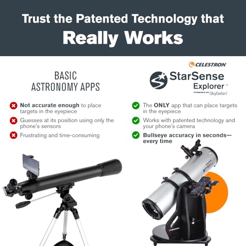 Celestron StarSense Explorer 150AZ Telescope – 150mm Tabletop Dobsonian, App-Enabled, Smartphone Dock, iPhone & Android, Beginner-Friendly