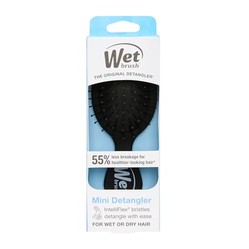 Wet Brush Mini Detangler Hair Brush Black Frost | Travel Size Detangling Brush with Ultra-Soft IntelliFlex Bristles | Pain-Free for All Hair Types