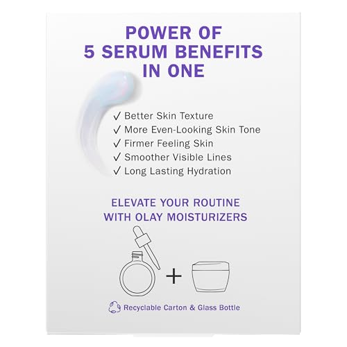 Olay Super Serum with Niacinamide, Vitamins C & E, Collagen Peptide & AHA – 5-in-1 Face Serum for Brightening, Hydrating & Firming, 1.7 oz