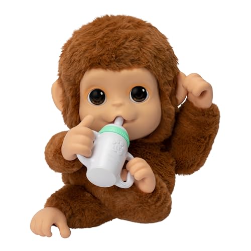 Little Live Pets My Baby Monkey Mango, 50+ Sounds and Reactions, Plush Interactive Monkey Toy Set with Accessories, Interactive Pets for Kids Ages 4+